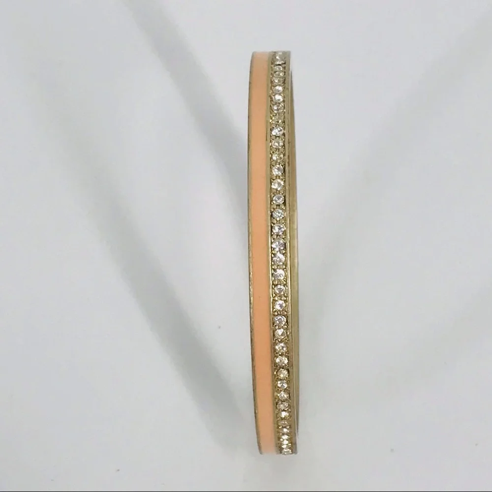 Lia Sophia Gold Tone Bangle with Peach Enamel and Crystal Row